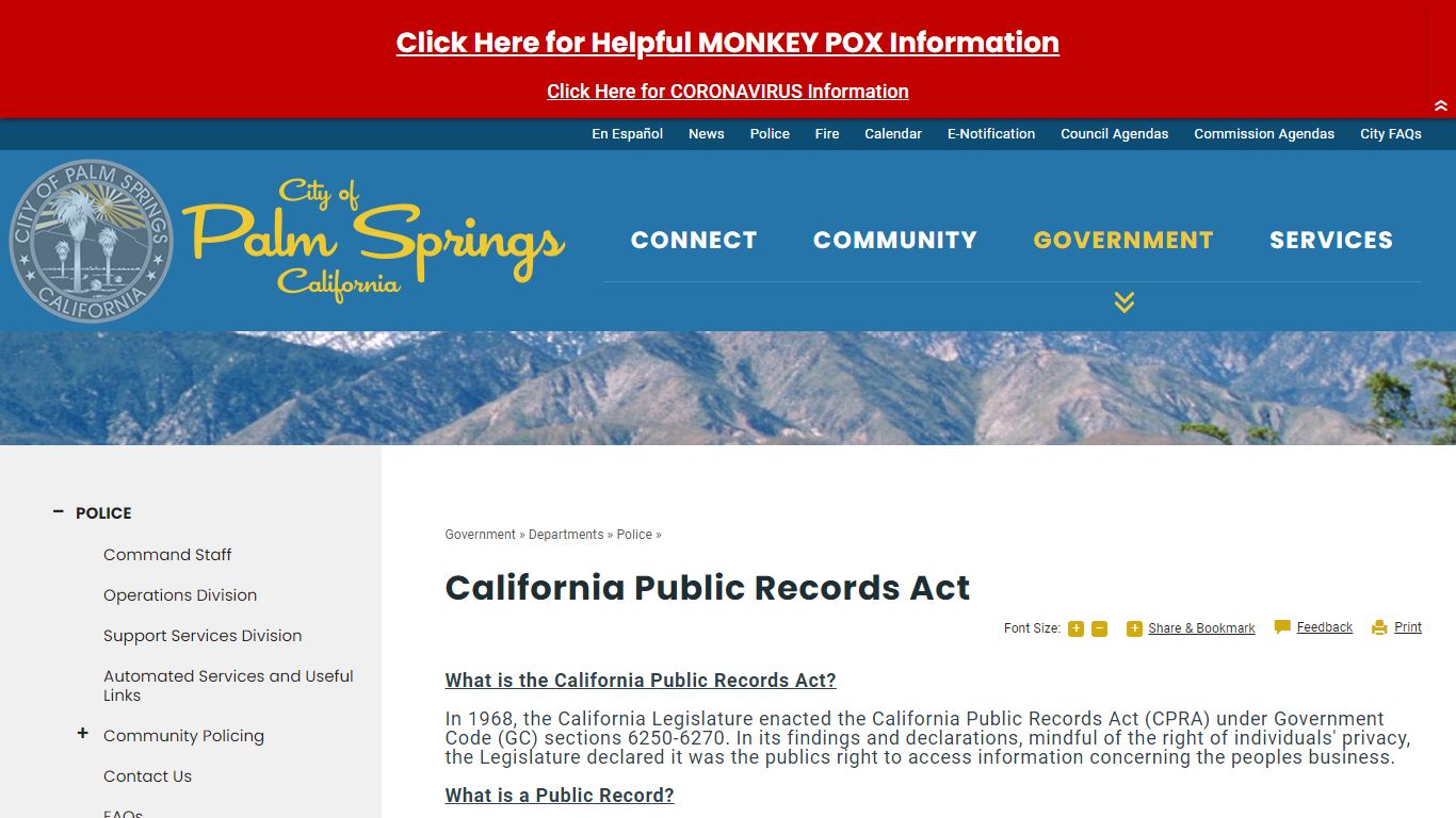California Public Records Act | City of Palm Springs