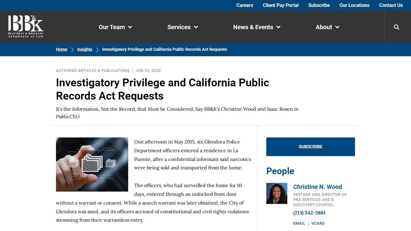 Investigatory Privilege and California Public Records Act ...
